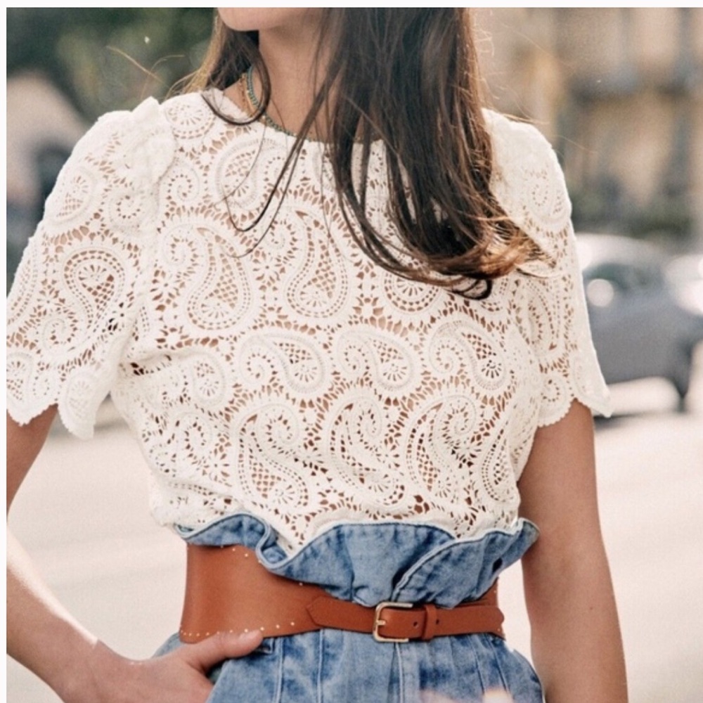 Sezane LIMONA BLOUSE Ecru Size 42